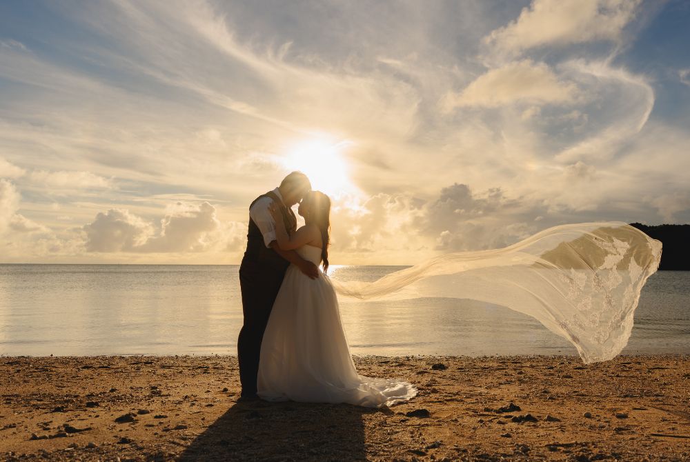 Romantic sunset shooting at the beach