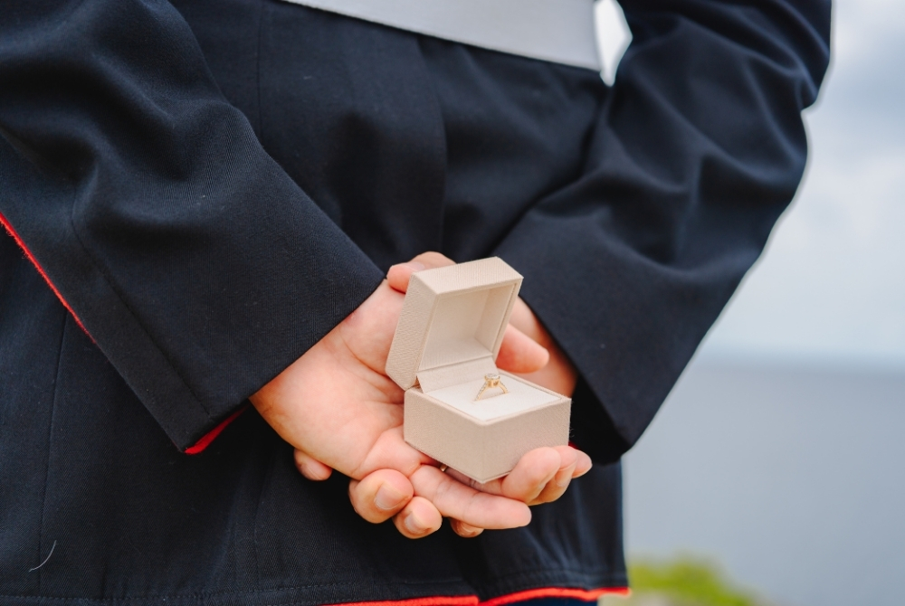 wedding ring in his hands