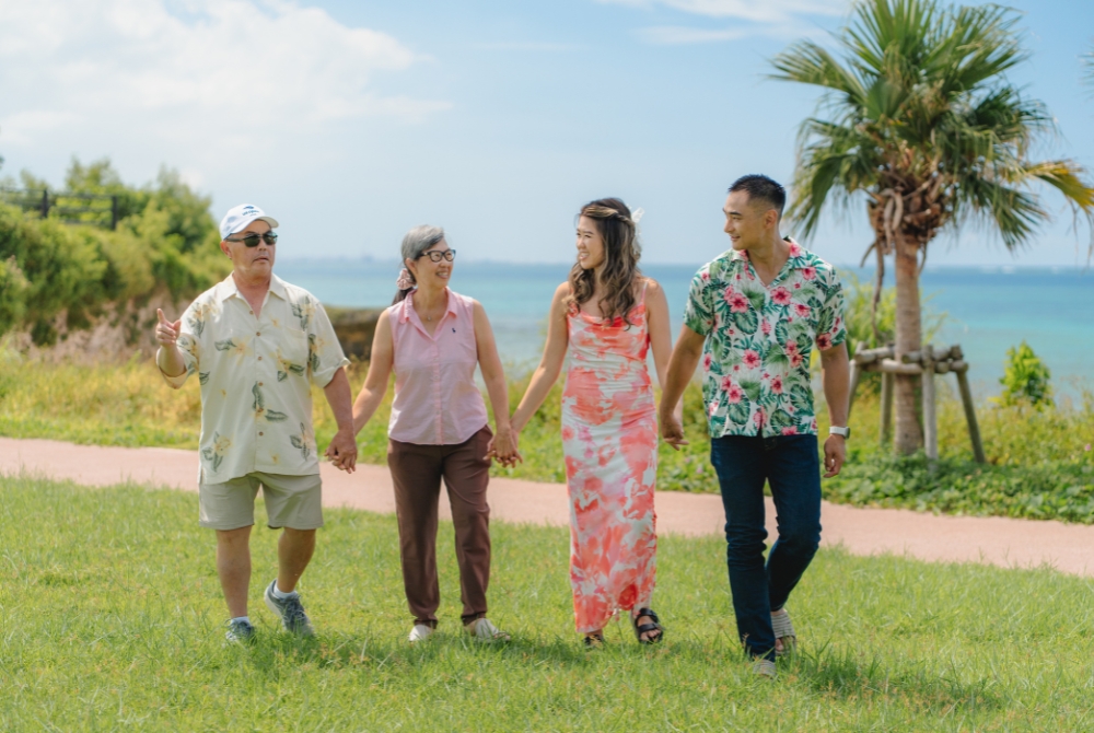 Walking with family _at park in Okinawa